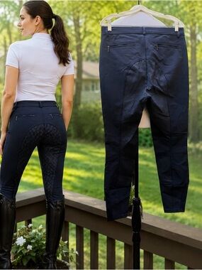 HR Farm Equestrian Horse Blue Riding Pants Breeches Womens Size 30 EUC